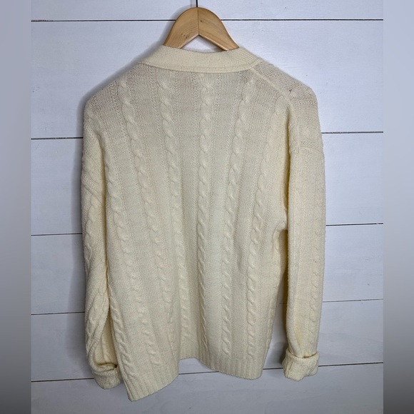 Vintage Jantzen Cable Knit Cardigan Sweater XL Cream Made in USA - Picture 5 of 5
